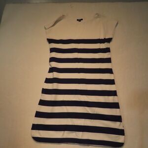 Hatley Womens S Small Blue White Striped Boat Neck Short Sleeve Pocket Dress S